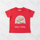 Personalised Happy Mother's Day T-shirt - Teddy Rainbow Design - Pink or Blue