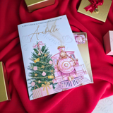 Personalised Christmas Story Book -Pink Believe Train and Ticket. Christmas Eve Box Fillers