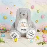 Personalised Giant "2026 First Easter" Bunny Teddy. Custom Grey Easter Bunny Plush