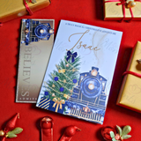 Personalised Christmas Story Book - Navy Believe Train and Ticket. Christmas Eve Box Fillers
