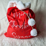 Luxury Plush Velvet Personalised "Merry Christmas" Santa Gift Sacks - Red or Grey - 50cm x 70cm