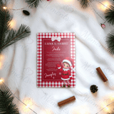 Personalised Elf Hello and Goodbye Letter Bundle | Red Gingham Elf Arrival and Farewell Notes | Custom Name A4 Card | Kids Christmas Set