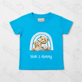 Personalised Happy Mother's Day T-shirt - Teddy Rainbow Design - Pink or Blue