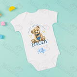 Personalised Happy Father's Day Baby Bodysuit. Custom Cute Father's Day Baby Vest - Pink or Blue