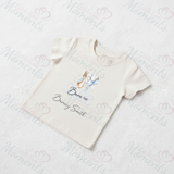 Personalised Born In 2026 Organic Cotton Baby Tee: Pink or Blue Bunny Design