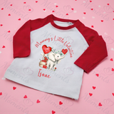 Personalised Mummy's Little Valentine Long Sleeved Top. Kids Valentine's Outfit - Red or Navy - Elephant