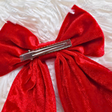 Personalised Christmas Velvet Hair Bow - Christmas Presents Design