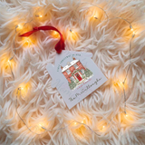 Personalised "First Christmas In Our New Home" Bauble. House Shaped Acrylic Xmas Tree Decoration - Version 2