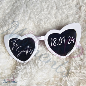 Personalised Wedding Reception Novelty Heart Shaped Sunglasses. Wedding Party Favours. Viral Trending Wedding Photographs