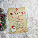 Personalised Rustic Style Nice List Certificate. Custom Kids Christmas Eve Box Filler.