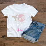 Personalised 1st Time Flyer T-shirt. Custom First Plane Ride Outfit