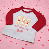 Personalised My 1st Valentine's Day Long Sleeved Top. Baby Valentine's Outfit - Red or Navy - 3 Little Bears