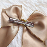 Personalised Glitter Trim Christmas Hair Bow - Gingerbread Man Design - Multiple Colours - 6 Inch Bow