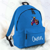 Personalised Neon Dirt Bike School Bag