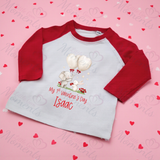 Personalised Mummy's Little Valentine Long Sleeved Top. Kids Valentine's Outfit - Red or Navy - Elephant and Bunny Design