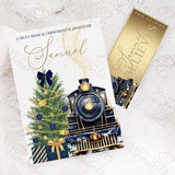 Personalised Christmas Story Book - Navy Believe Train and Ticket. Christmas Eve Box Fillers
