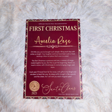 Personalised First Christmas Tartan Certificate. Custom Baby Xmas Keepsake.