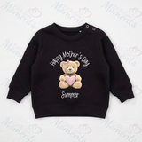 Personalised Happy Mother's Day Sweatshirt. Baby/Toddler Jumper - Teddy Heart Design 2
