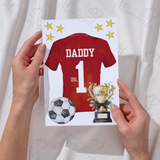 Personalised Happy Father's Day Card. Fully Custom Card for Dad - No.1 Daddy Football Shirt Design