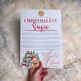 Personalised Christmas Eve Santa Letter - Candy Cane Lane Red Design. Custom Kids Christmas Eve Box Filler.
