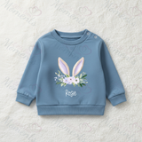 Personalised Bunny Ear Sweatshirt. Custom Kids Jumper - Floral Bunny Ear Design