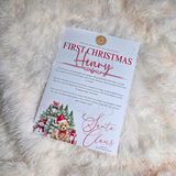 Personalised First Christmas Certificate from Santa Claus. Custom Baby Xmas Keepsake - Candy Cane Lane Design