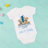 Personalised 1st Father's Day Bodysuit. Custom Cute Baby Vest - Pink or Blue
