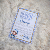 Personalised Elf Arrival Letter for December 1st - Blue Design