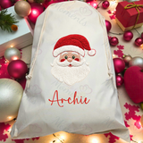 Personalised Christmas Santa Sack - Santa Claus Design. Premium Custom Xmas Gift Sack with Name