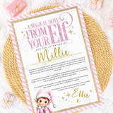 Personalised Elf Arrival Letter for December 1st - Pink Design