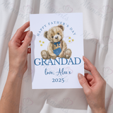 Personalised Happy Father's Day Card. Fully Custom Card for Dad, Grandad, Popps - Pink or Blue Teddy Design