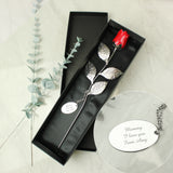 Personalised Free Text Silver Plated Red Rose