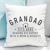 Personalised Sits Here Linen Cushion
