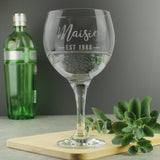 Personalised Est. Gin Glass and Miniature Set