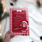 Personalised A Magical Hello Elf Letter | Gingham Elf Christmas Letter | Custom Name Print | Kids Elf Gift