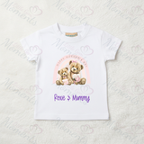 Personalised Happy Mother's Day T-shirt - Teddy Rainbow Design - Pink or Blue