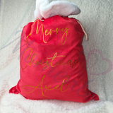 Luxury Plush Velvet Personalised "Merry Christmas" Santa Gift Sacks - Red or Grey - 50cm x 70cm