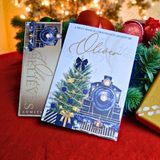 Personalised Christmas Story Book - Navy Believe Train and Ticket. Christmas Eve Box Fillers