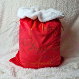 Luxury Plush Velvet Personalised "Merry Christmas" Santa Gift Sacks - Red or Grey - 50cm x 70cm