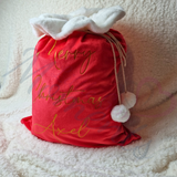 Luxury Plush Velvet Personalised "Merry Christmas" Santa Gift Sacks - Red or Grey - 50cm x 70cm