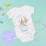 Personalised 1st Easter Baby Bodysuit. Custom Cute Baby Easter Vest - Pink or Blue