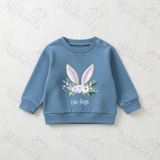 Personalised Bunny Ear Sweatshirt. Custom Kids Jumper - Floral Bunny Ear Design