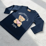 Personalised Happy Mother's Day Long Sleeved Top - Baby and Toddler - Teddy Heart Design
