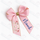 Personalised Glitter Trim Christmas Hair Bow - Christmas 2025 Design - Multiple Colours - 6 Inch Bow