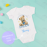 Personalised Happy Father's Day Baby Bodysuit. Custom Cute Father's Day Baby Vest - Pink or Blue