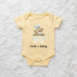 Personalised Our First Mother's Day Baby Bodysuit. Custom Baby Vest - Blue or Pink Teddy Design