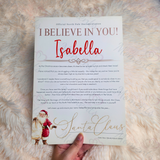 Personalised "I Believe In You" Letter from Santa Claus. Custom Xmas Eve Box Filler - Santa Sack Design