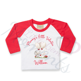 Personalised Mummy's Little Valentine Long Sleeved Top. Kids Valentine's Outfit - Red or Navy