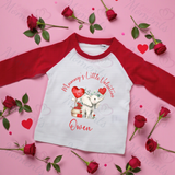 Personalised Mummy's Little Valentine Long Sleeved Top. Kids Valentine's Outfit - Red or Navy - Elephant