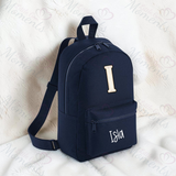 Personalised Kids Monochrome Bow Initial Mini Backpack